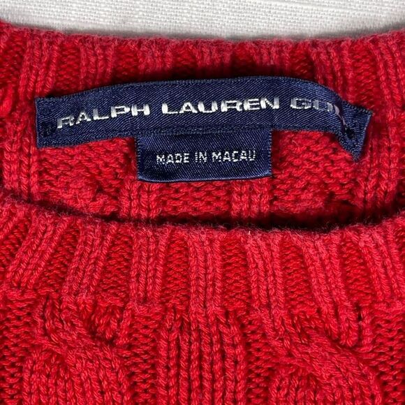 Ralph Lauren Golf Red Long Sleeve Cable Knit Cotton Pullover Sweater Size Large - Picture 3 of 9